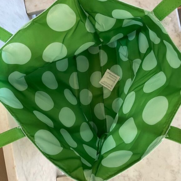 CLINIQUE X KATE SPADE Limited Edition Green Polka Dot Tote - Picture 7 of 16